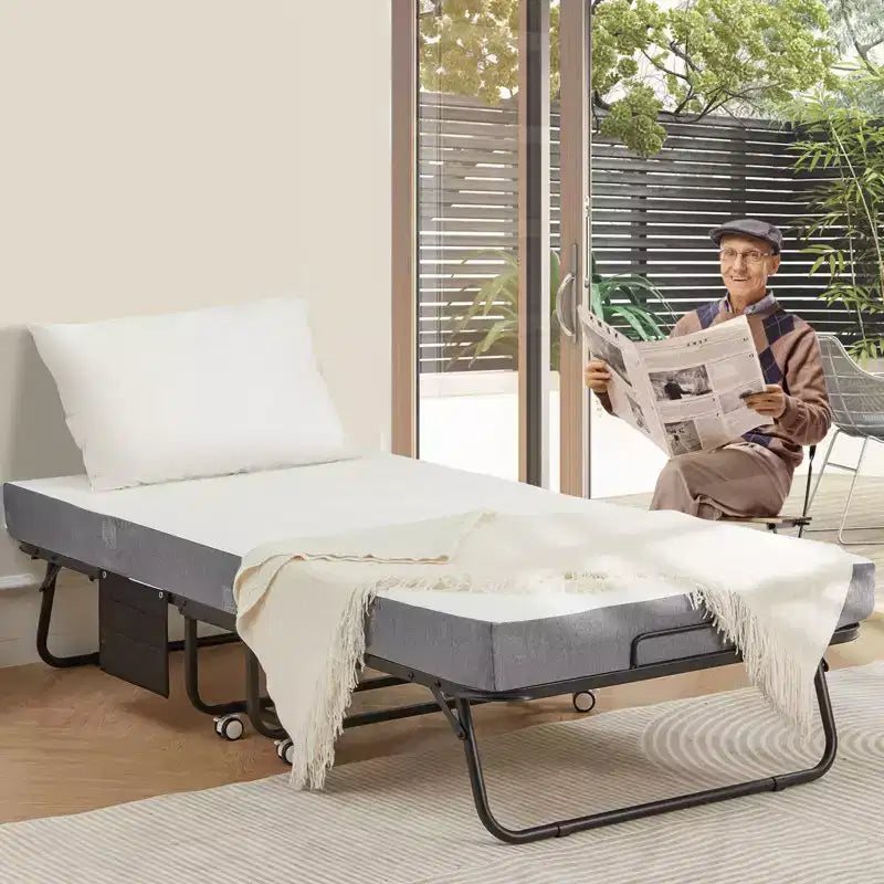 Folding Bed, 38" W with Mattress Included, Daybed