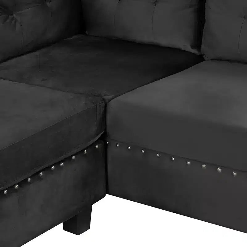 105" L-Shaped Modern Sectional with Storage Ottoman & 2 Pillows