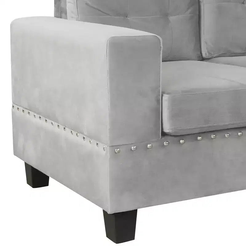 105" L-Shaped Modern Sectional with Storage Ottoman & 2 Pillows