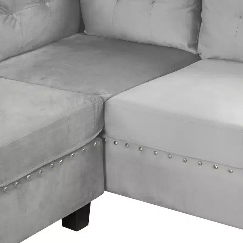 105" L-Shaped Modern Sectional with Storage Ottoman & 2 Pillows