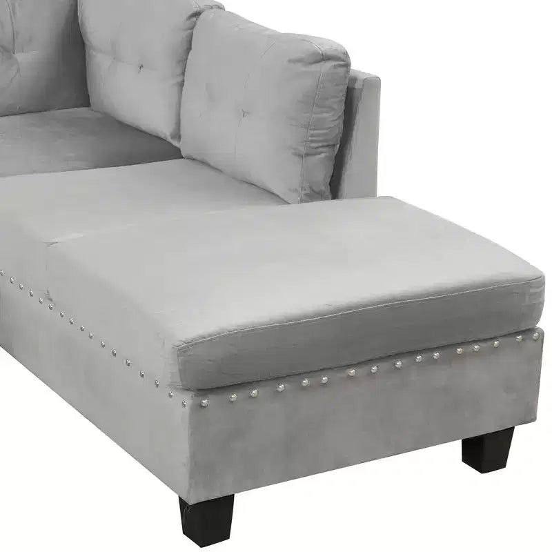 105" L-Shaped Modern Sectional with Storage Ottoman & 2 Pillows