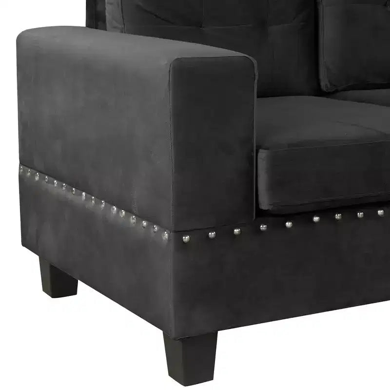 105" L-Shaped Modern Sectional with Storage Ottoman & 2 Pillows
