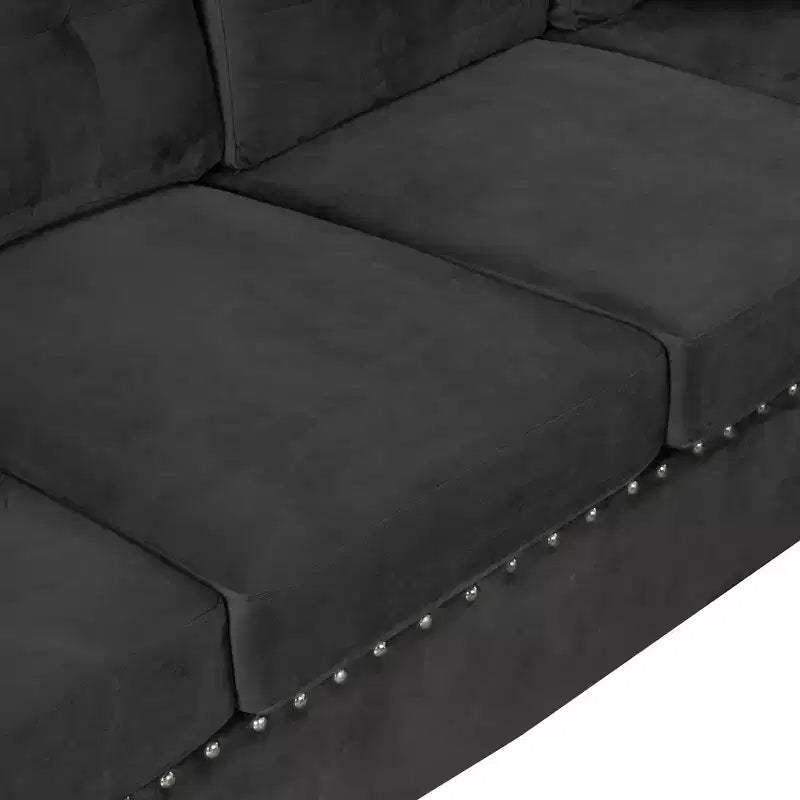 105" L-Shaped Modern Sectional with Storage Ottoman & 2 Pillows
