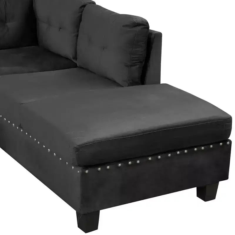 105" L-Shaped Modern Sectional with Storage Ottoman & 2 Pillows