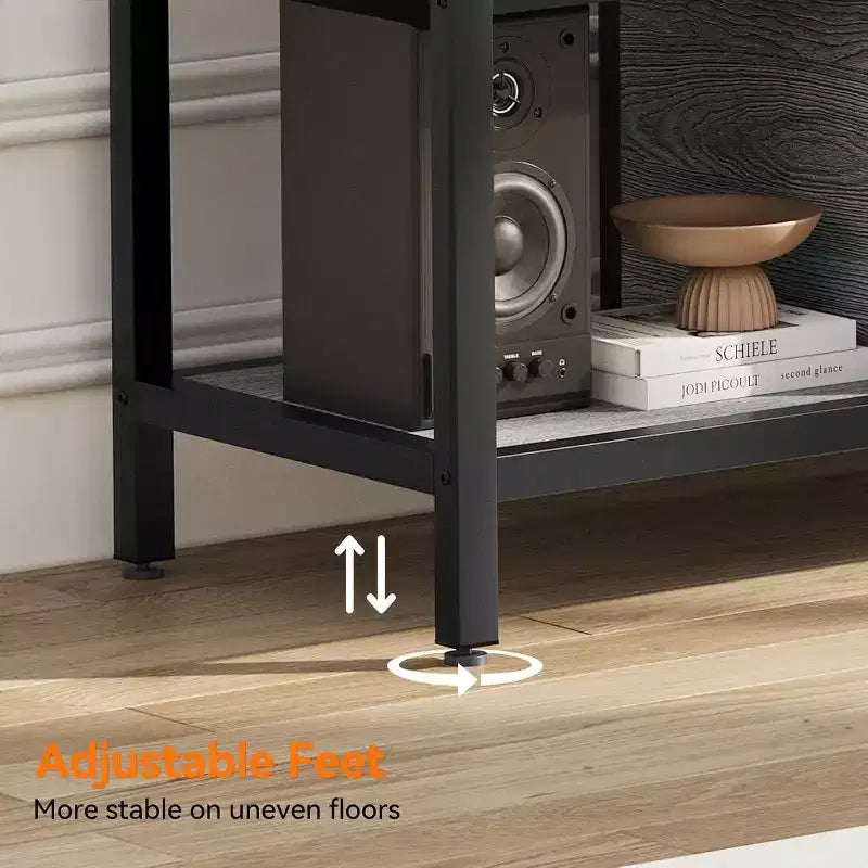 58-Inch Wood TV Stand for 65 TVs  Entertainment Center with 2 Cabinets & Open Shelves, Storage Media Console for Living Room