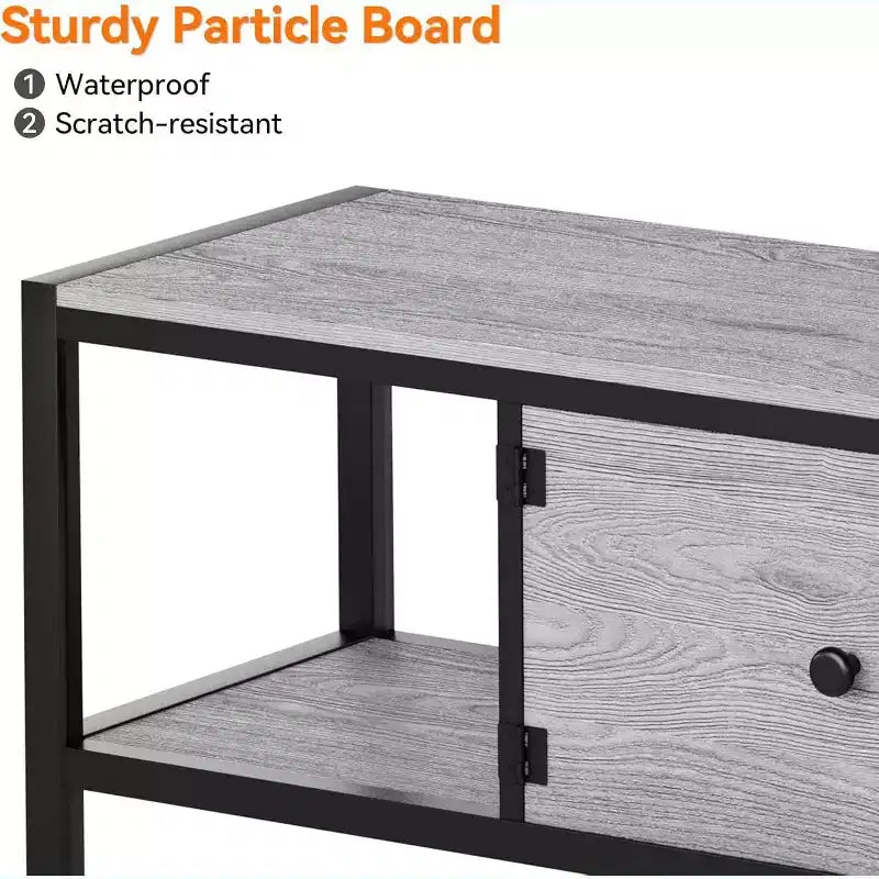 58-Inch Wood TV Stand for 65 TVs  Entertainment Center with 2 Cabinets & Open Shelves, Storage Media Console for Living Room