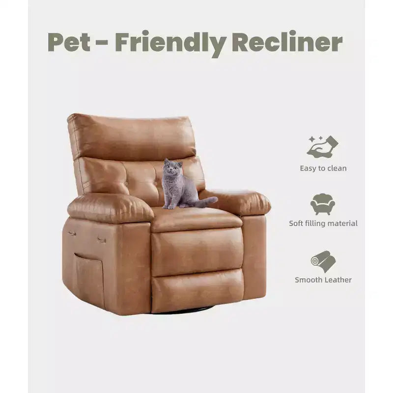 Oversized Recliner Chair - Faux PU Leather Large Manual Recliner for Adults, Exceptional Comfort Lazy Chair