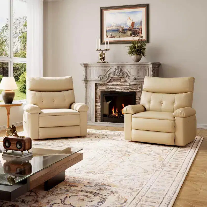 Oversized Recliner Chair - Faux PU Leather Large Manual Recliner for Adults, Exceptional Comfort Lazy Chair
