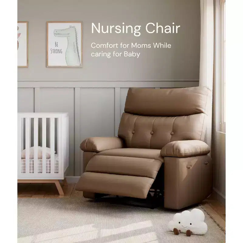 Oversized Recliner Chair - Faux PU Leather Large Manual Recliner for Adults, Exceptional Comfort Lazy Chair