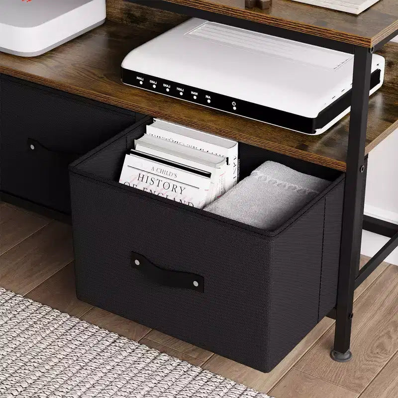 TV Stand with 3 Fabric Drawers for 55 Inch TV Entertainment Center with Storage Cabinets Media Console with Open Shelf Entertainment Stand
