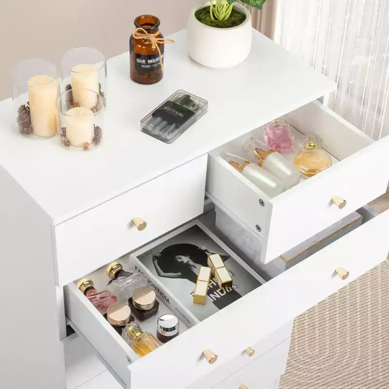 6-Drawer White Particle Board 25.98" W Chest of Drawers