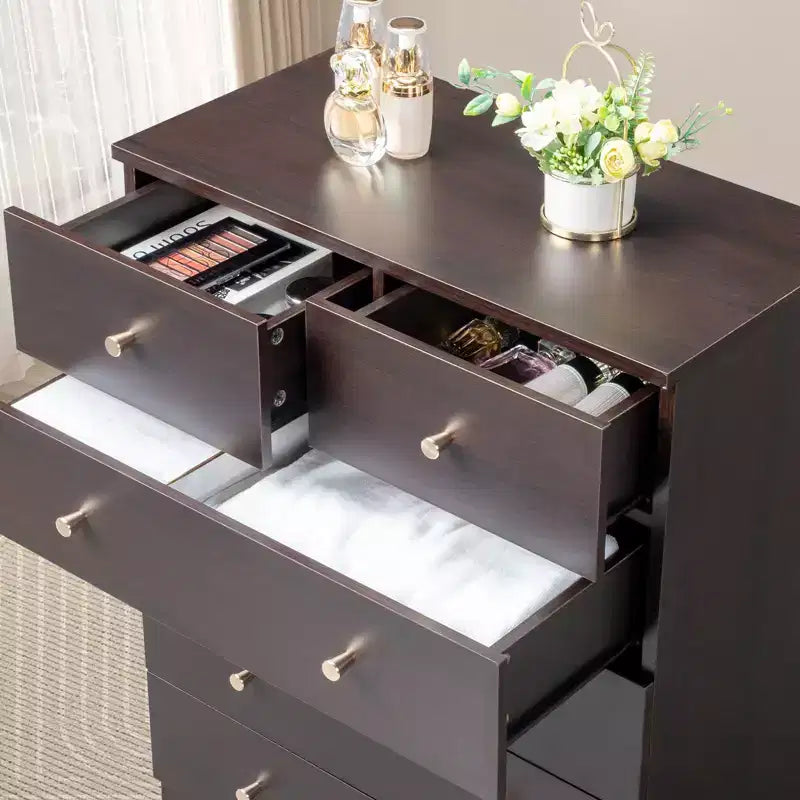 7-Drawer Gray Particle Board 25.98" W Chest of Drawers