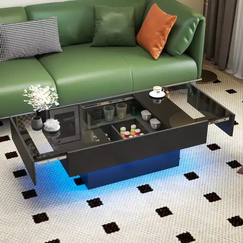 Modern 39.37" Rectangle Storage Coffee Table with Sliding Tabletop