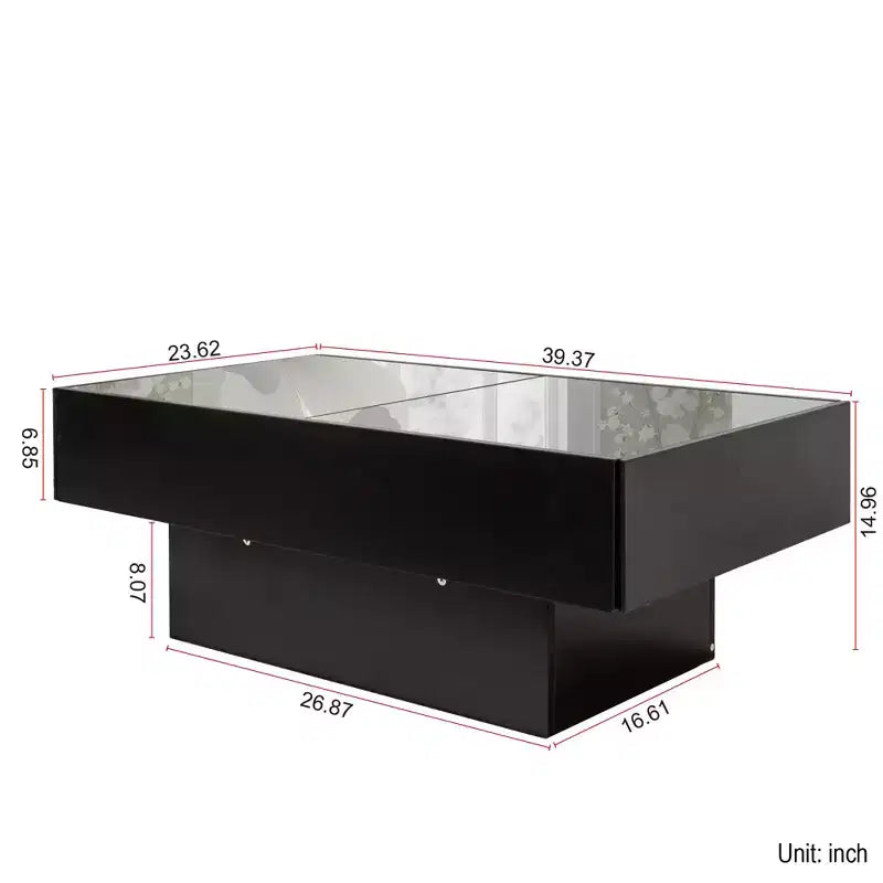 Modern 39.37" Rectangle Storage Coffee Table with Sliding Tabletop