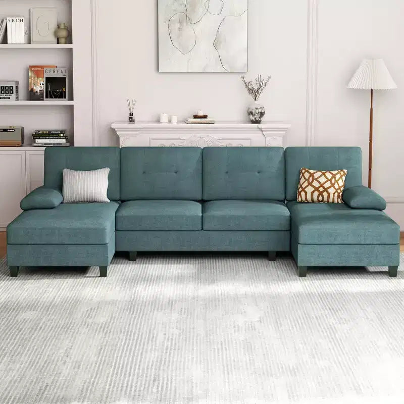 106" Sectional Couch for Living Room, U-Shaped 4-Seat Sofa with Double Chaise, Comfortable Fabric Sofa for Apartment