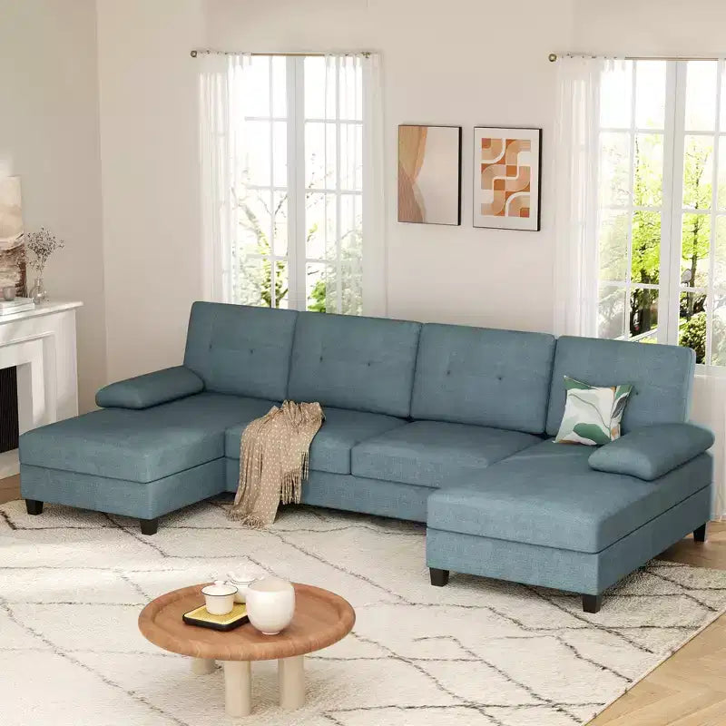 106" Sectional Couch for Living Room, U-Shaped 4-Seat Sofa with Double Chaise, Comfortable Fabric Sofa for Apartment