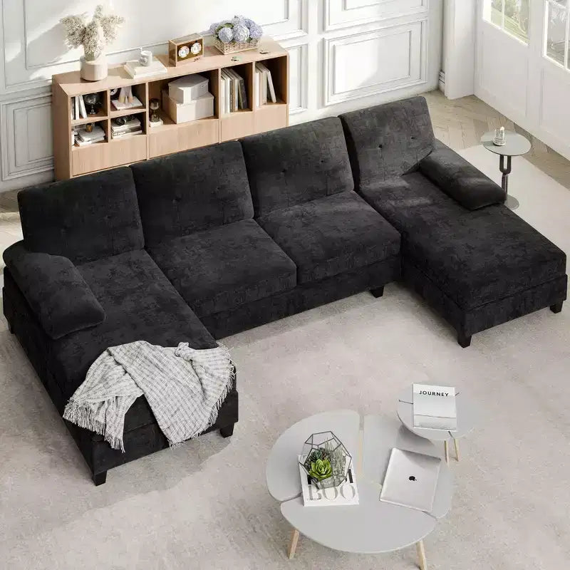 106" Sectional Couch for Living Room, U-Shaped 4-Seat Sofa with Double Chaise, Comfortable Fabric Sofa for Apartment