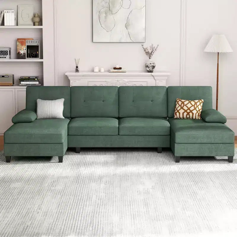 106" Sectional Couch for Living Room, U-Shaped 4-Seat Sofa with Double Chaise, Comfortable Fabric Sofa for Apartment
