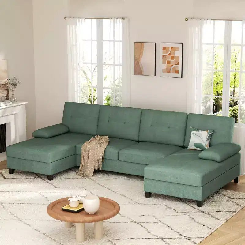106" Sectional Couch for Living Room, U-Shaped 4-Seat Sofa with Double Chaise, Comfortable Fabric Sofa for Apartment