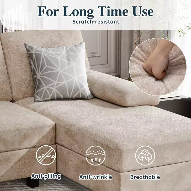 106" Sectional Couch for Living Room, U-Shaped 4-Seat Sofa with Double Chaise, Comfortable Fabric Sofa for Apartment