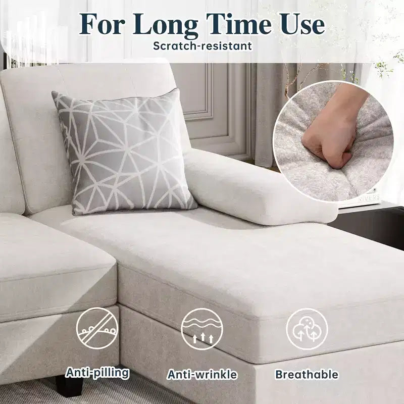 106" Sectional Couch for Living Room, U-Shaped 4-Seat Sofa with Double Chaise, Comfortable Fabric Sofa for Apartment