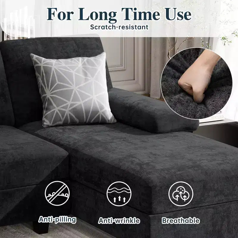 106" Sectional Couch for Living Room, U-Shaped 4-Seat Sofa with Double Chaise, Comfortable Fabric Sofa for Apartment