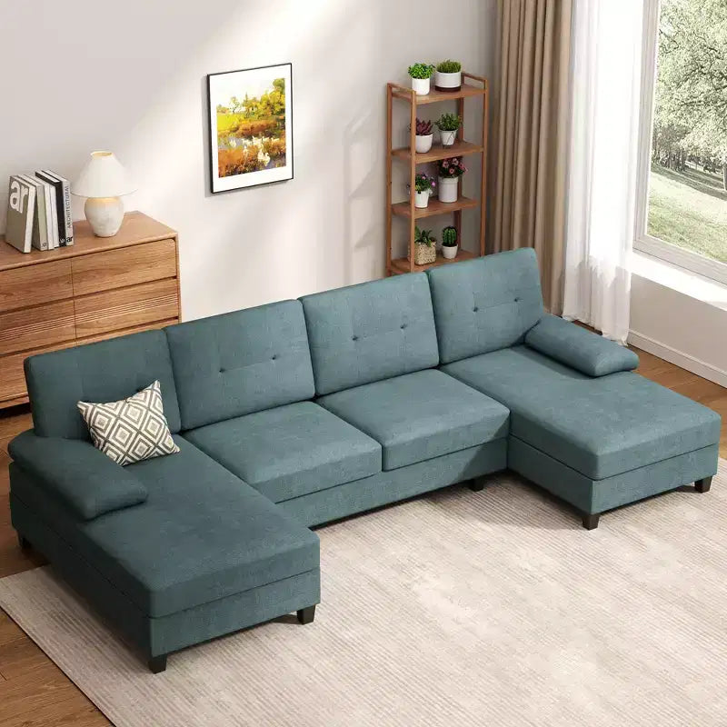 106" Sectional Couch for Living Room, U-Shaped 4-Seat Sofa with Double Chaise, Comfortable Fabric Sofa for Apartment