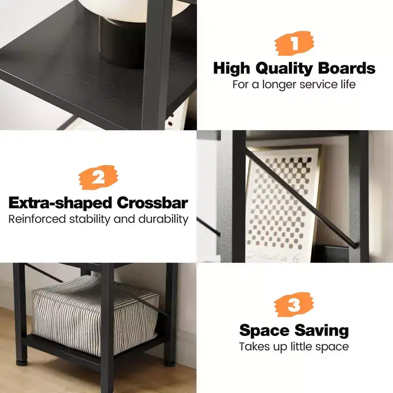 6 Tier Narrow Bookcase Tall Skinny Bookshelf Rustic Corner Shelf Small Bookshelves Industrial Bookcase for Bedroom, Living Room, Home Office