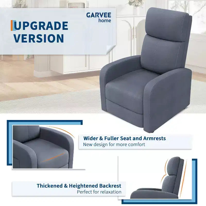 Recliner Chair for Adults, Adjustable Single Sofa, Enhanced with Side Pocket, Tall Back, Wide Arms & Padded Seat, Home Seating for Living Room