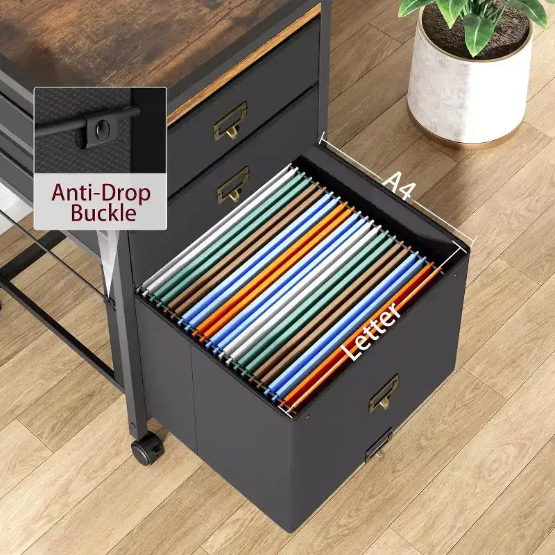 Mobile File Cabinet, Rolling Storage Organizer with Fabric Drawers, Under Desk Filing Cabinet for Home Office