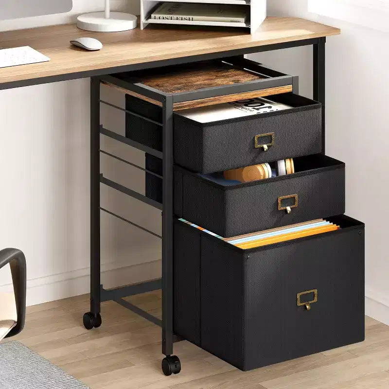 Mobile File Cabinet, Rolling Storage Organizer with Fabric Drawers, Under Desk Filing Cabinet for Home Office