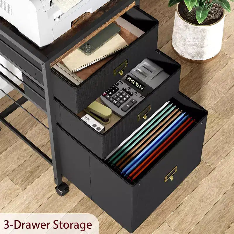 Mobile File Cabinet, Rolling Storage Organizer with Fabric Drawers, Under Desk Filing Cabinet for Home Office
