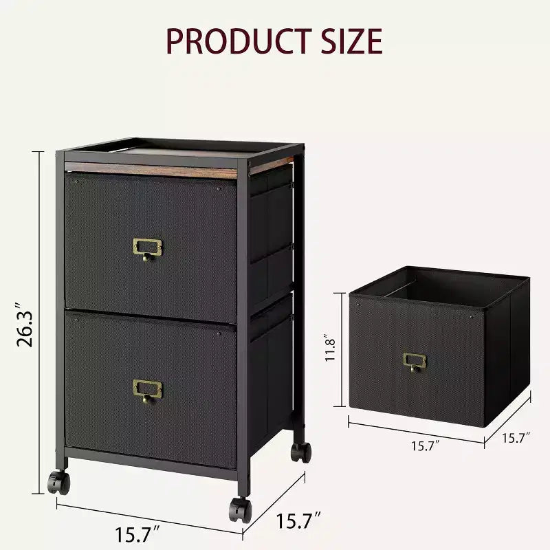 Mobile File Cabinet, Rolling Storage Organizer with Fabric Drawers, Under Desk Filing Cabinet for Home Office