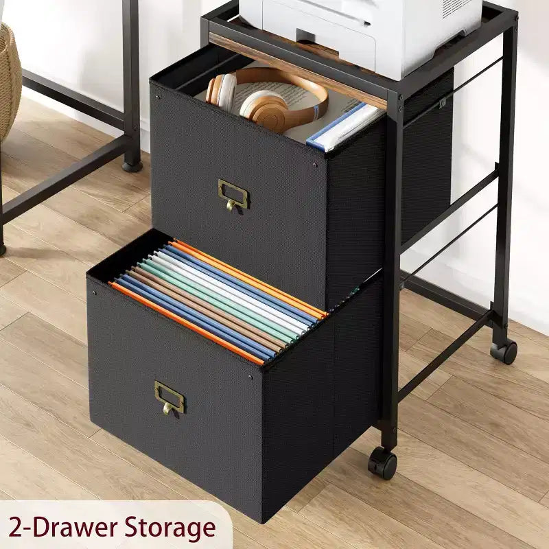 Mobile File Cabinet, Rolling Storage Organizer with Fabric Drawers, Under Desk Filing Cabinet for Home Office