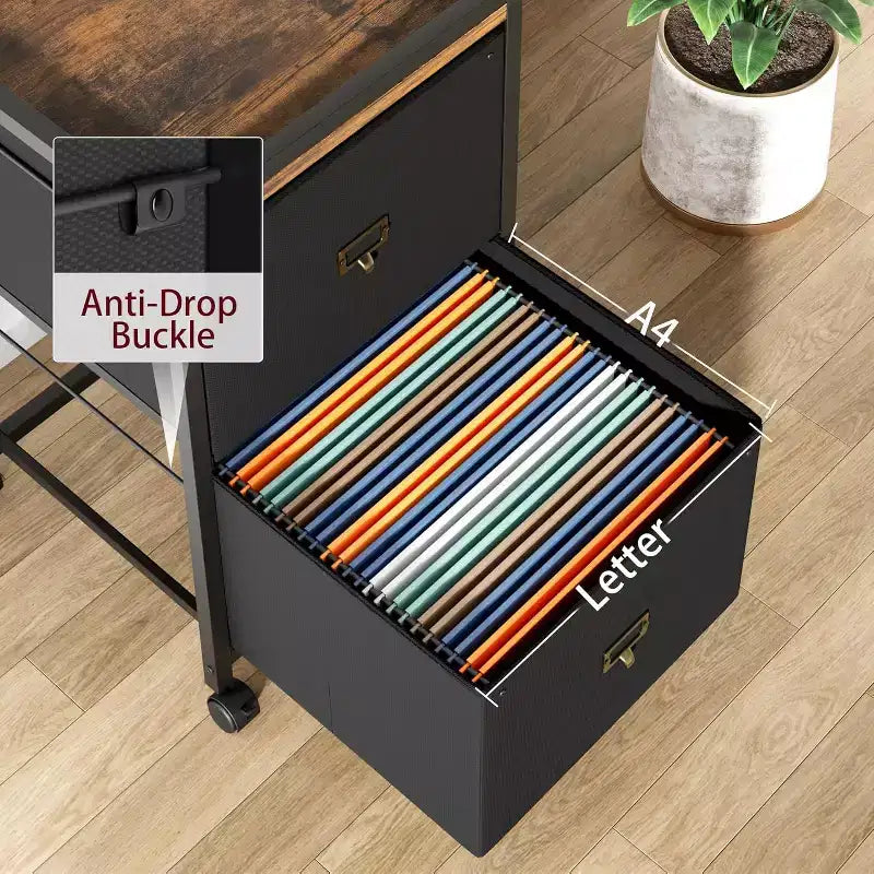 Mobile File Cabinet, Rolling Storage Organizer with Fabric Drawers, Under Desk Filing Cabinet for Home Office