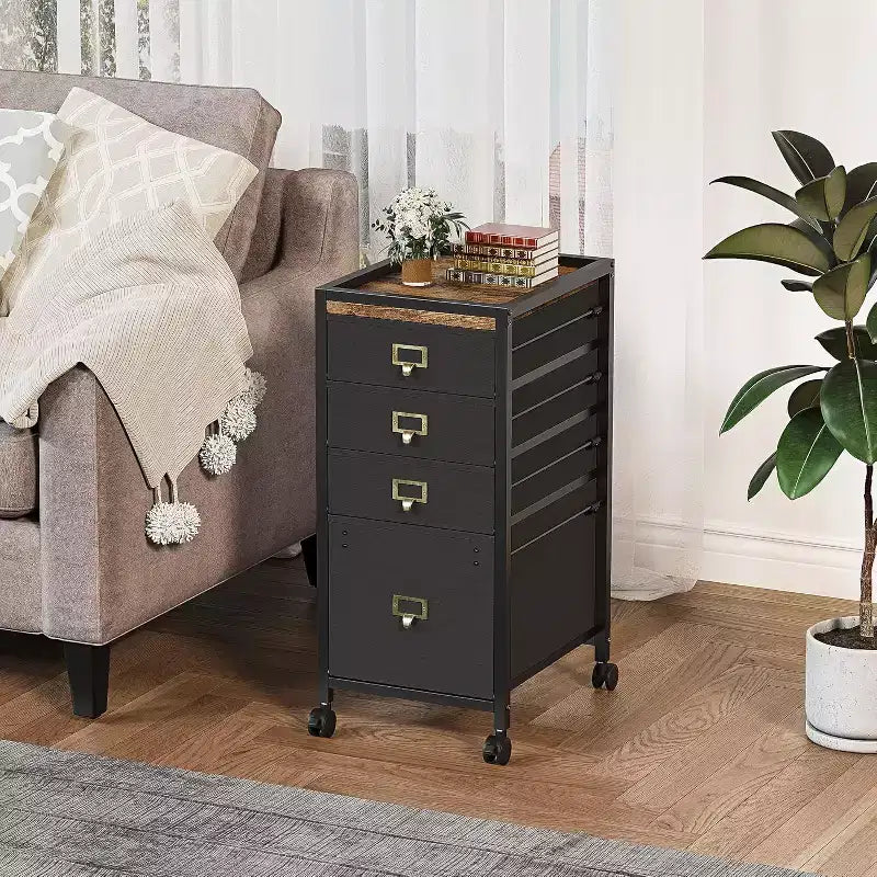 Mobile File Cabinet, Rolling Storage Organizer with Fabric Drawers, Under Desk Filing Cabinet for Home Office