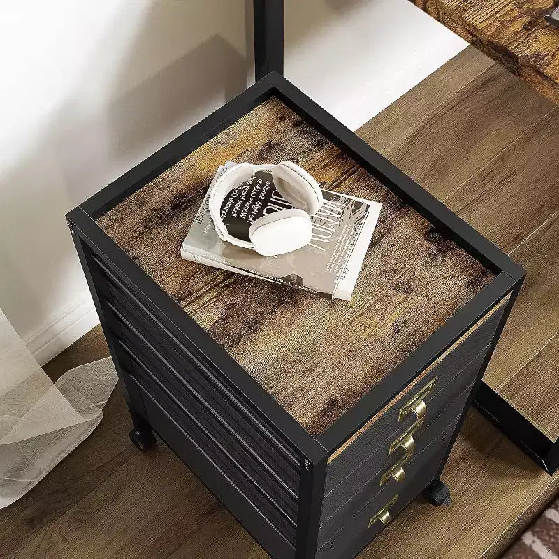 Mobile File Cabinet, Rolling Storage Organizer with Fabric Drawers, Under Desk Filing Cabinet for Home Office
