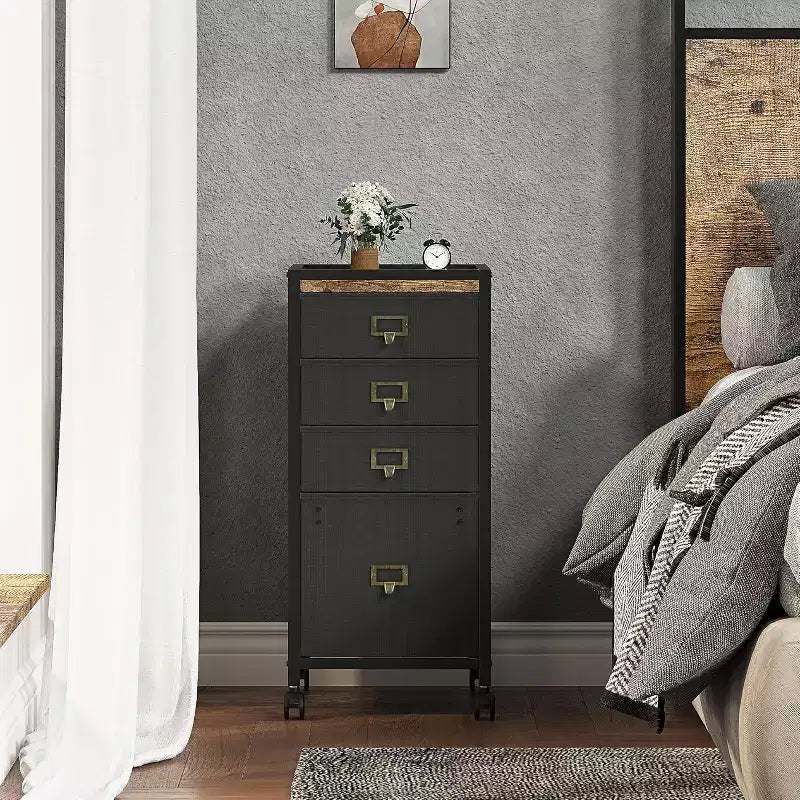 Mobile File Cabinet, Rolling Storage Organizer with Fabric Drawers, Under Desk Filing Cabinet for Home Office