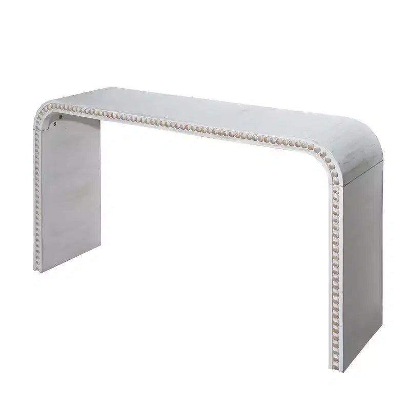 59" Waterfall-Style Entryway Table with Wood Beads, Console Table with Minimalist Design, Accent Table for Hallway, Living Room, White