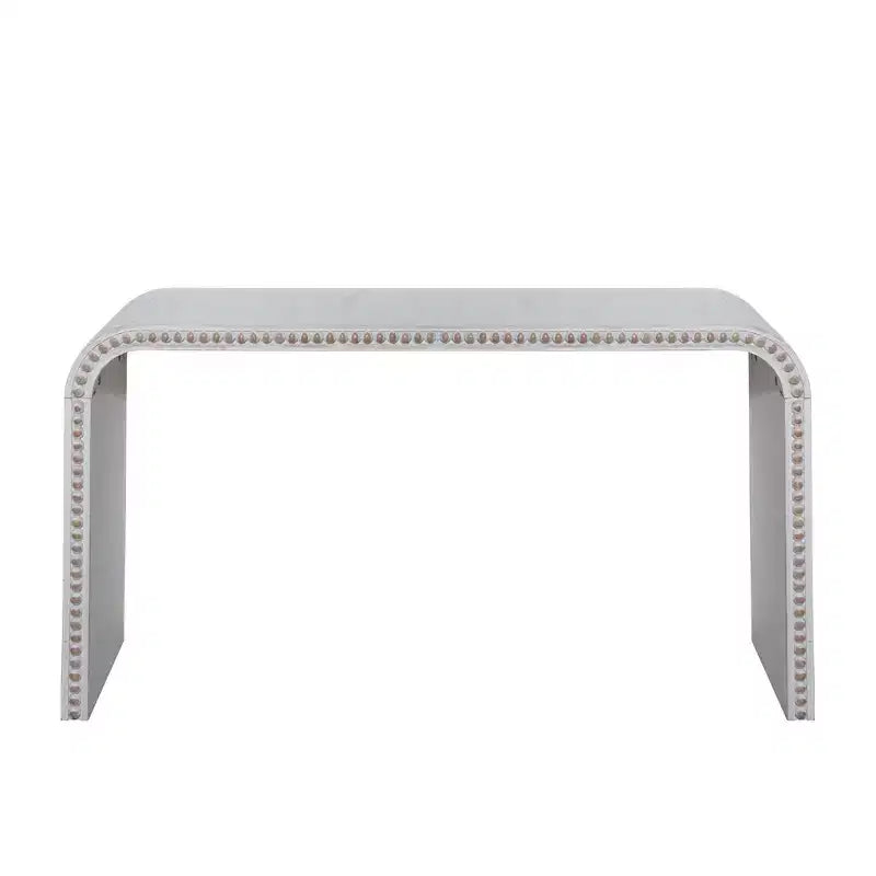59" Waterfall-Style Entryway Table with Wood Beads, Console Table with Minimalist Design, Accent Table for Hallway, Living Room, White