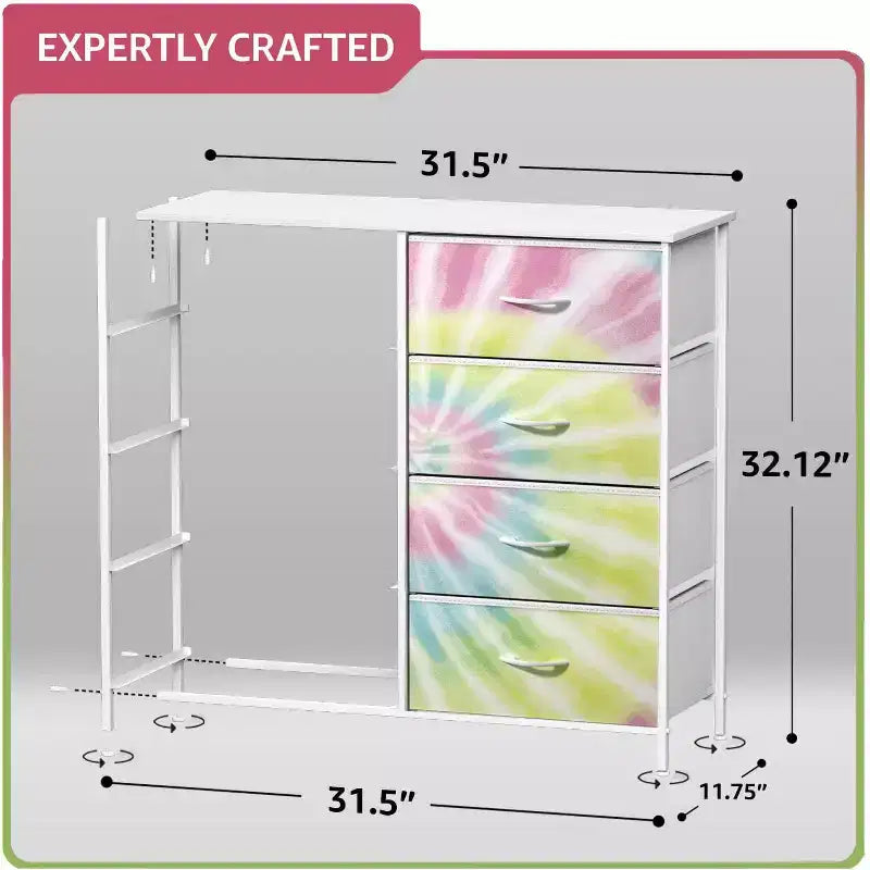 8-Drawer Dresser Storage Unit with Steel Frame, Wood Top, Fabric Bins - for Bedroom, Closet, Office and More