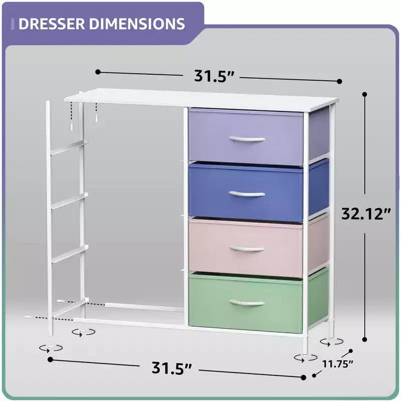 8-Drawer Dresser Storage Unit with Steel Frame, Wood Top, Fabric Bins - for Bedroom, Closet, Office and More