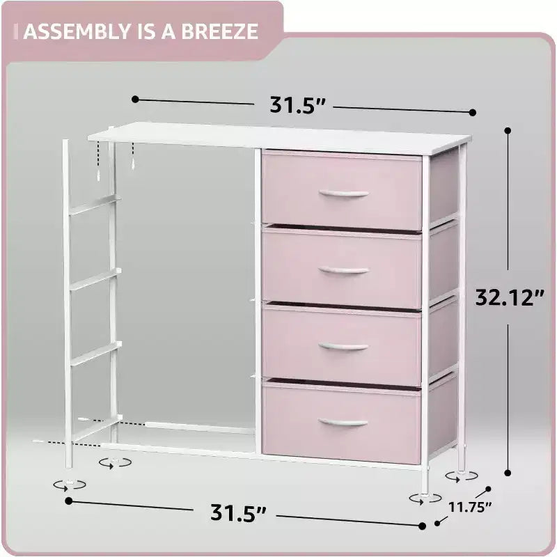 8-Drawer Dresser Storage Unit with Steel Frame, Wood Top, Fabric Bins - for Bedroom, Closet, Office and More