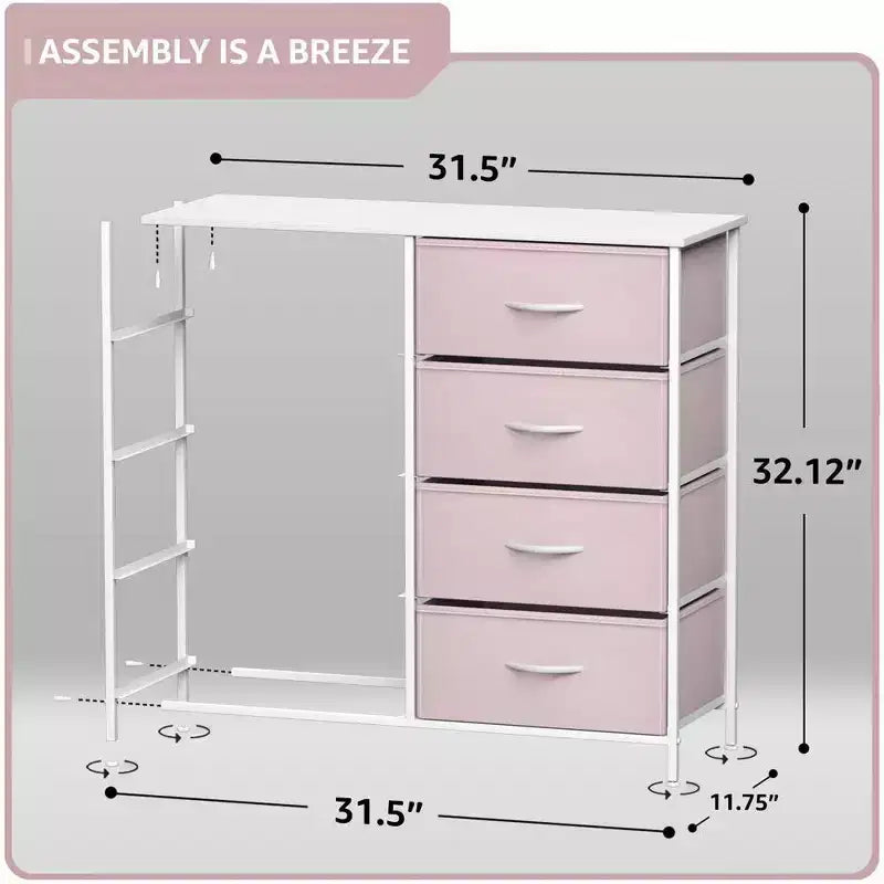 8-Drawer Dresser Storage Unit with Steel Frame, Wood Top, Fabric Bins - for Bedroom, Closet, Office and More