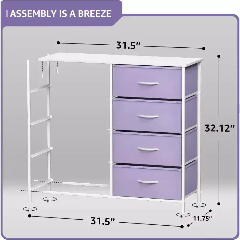 8-Drawer Dresser Storage Unit with Steel Frame, Wood Top, Fabric Bins - for Bedroom, Closet, Office and More