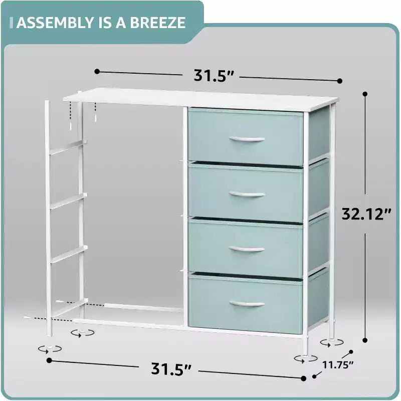8-Drawer Dresser Storage Unit with Steel Frame, Wood Top, Fabric Bins - for Bedroom, Closet, Office and More