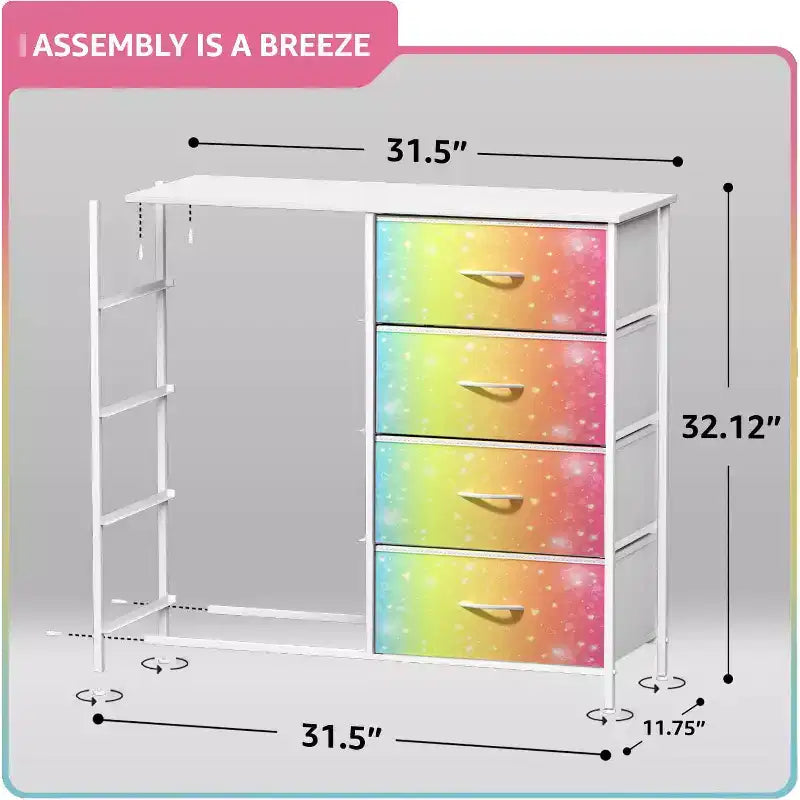 8-Drawer Dresser Storage Unit with Steel Frame, Wood Top, Fabric Bins - for Bedroom, Closet, Office and More