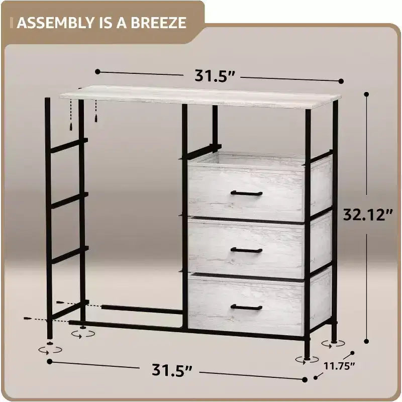 8-Drawer Dresser Storage Unit with Steel Frame, Wood Top, Fabric Bins - for Bedroom, Closet, Office and More