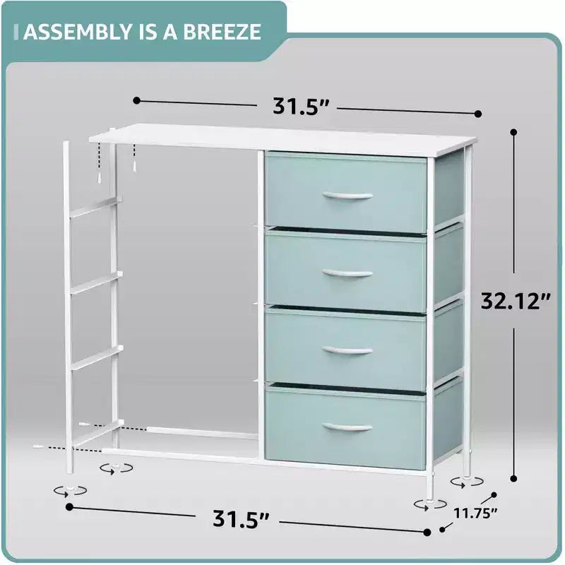 8-Drawer Dresser Storage Unit with Steel Frame, Wood Top, Fabric Bins - for Bedroom, Closet, Office and More