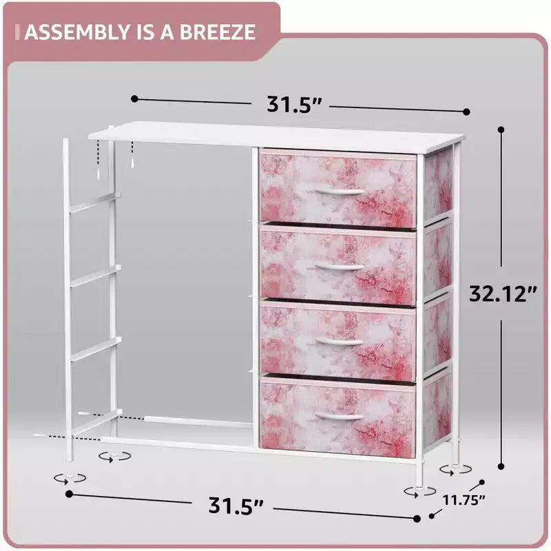 8-Drawer Dresser Storage Unit with Steel Frame, Wood Top, Fabric Bins - for Bedroom, Closet, Office and More